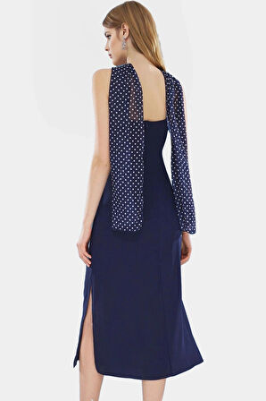 Yazlık A Kesim Maxi Elbise Halter Yaka Puantiyeli Şifon Polyester Kumaş Özenle Seçilmiş