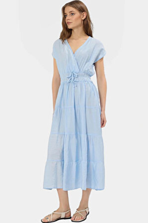 Rahat A line Elbise Lilyum Dokuma Viskoz Kumaş Modern Stil Konforlu Kesim Zarifane Tasarım