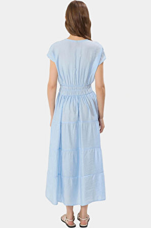 Rahat A line Elbise Lilyum Dokuma Viskoz Kumaş Modern Stil Konforlu Kesim Zarifane Tasarım