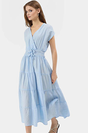 Rahat A line Elbise Lilyum Dokuma Viskoz Kumaş Modern Stil Konforlu Kesim Zarifane Tasarım