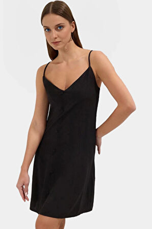 Rahat Viskoz Mini Elbise V Yaka Düğmeli Shift Kalıp Günlük Kullanım İçin Modern Stil