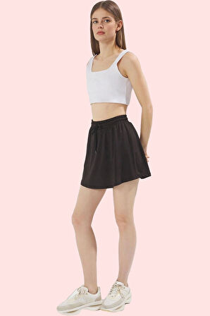 Kadın Örme Şort Etek Düz Desen Boru Paça Normal Bel Yaz Aylarının Vazgeçilmezi Günlük Kullanım