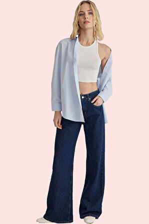 Kadın Dokuma Gömlek Uzun Kollu Yaka Regular Basic Oversize Günlük Yaz Aylarının Vazgeçilmezi