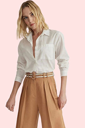 Kadın Pamuklu Düz Desenli Uzun Kollu Basic Gömlek Rahat Günlük Stil Yaz Aylarının Vazgeçilmezi