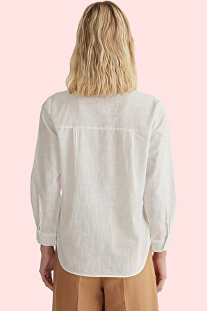 Kadın Pamuklu Düz Desenli Uzun Kollu Basic Gömlek Rahat Günlük Stil Yaz Aylarının Vazgeçilmezi