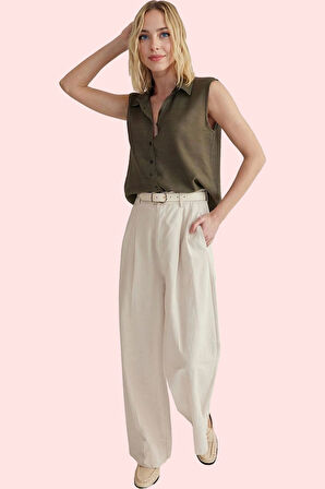 Kadın Yazlık Kolsuz Gömlek Renk Regular Kalıp Günlük Kullanım İçin Nefes Alan Kumaş Hafta Sonu