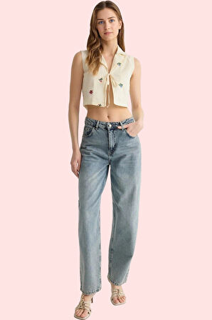 Kadın Pamuk Dokuma Gömlek Önden Bağlamalı Nakışlı Casual Tarz Günlük Kullanım Modern Tasarım