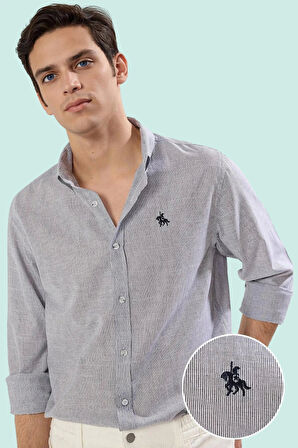 Erkek Klasik Çizgili Gömlek Pamuk Uzun Kollu Günlük Kullanım İçin Rahat Yaz Aylarının Vazgeçilmezi