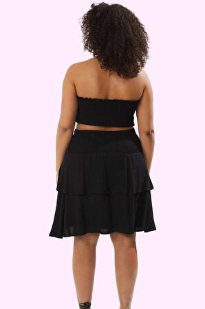 Kadın Mini Etek Crinkle Dokuma Büyük Beden Viskoz Günlük Hafta Sonu Yaz Aylarının Vazgeçilmezi