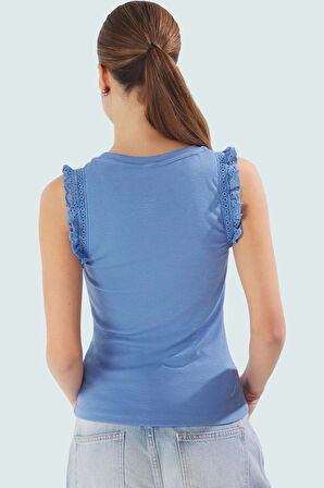 Kadın Bluz Fitted Kalıp Örme Kumaş Kolsuz Bisiklet Yaka Şık Görünüm Uzun Ömürlü