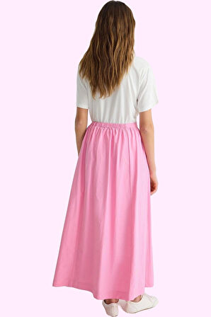 Kadın Pamuklu Terrycotton Maxi Etek Renk Rahat Kloş Kesim Günlük Yaz Aylarının Vazgeçilmezi