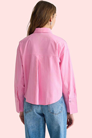 Kadın Düz Desen Basic Gömlek Uzun Kollu Terrycotton Kumaş Yaz Günlük Kullanım Modern Tasarım