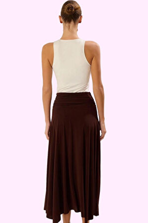 Kadın Örme Maxi Etek Yırtmaçlı A line Kalıp Günlük Şıklık Hafta Sonu Yaz Aylarının Vazgeçilmezi