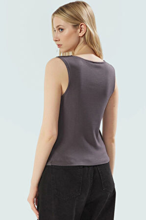 Bağcıklı Detaylı Kolsuz Viskoz Bluz Günlük Şıklık İçin Rahat Kalıp Dayanıklı Malzeme Trend Tasarım