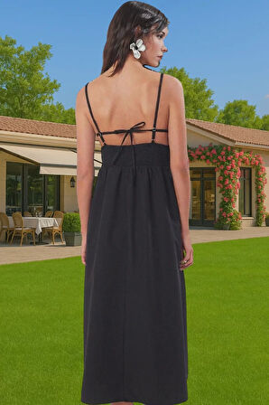 Kadın Yazlık Dantelli A Line Midi Elbise %53 Pamuk %47 Polyester Modern Stil Dayanıklı Malzeme