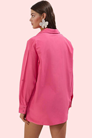 Kadın Yazlık Plaj Gömleği; Pamuk Polyester Düz Desen Truvakar Kol Regular Kalıp Günlük Kullanım