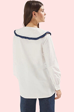 Kadın Dokuma Terrycotton Kumaş Bebe Yaka Gömlek Renk Günlük Şıklık Yaz Aylarının Vazgeçilmezi