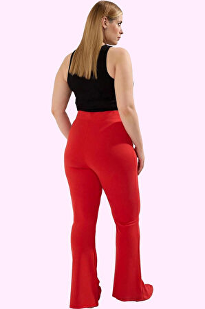 Kadın Yüksek Bel İnterlok Dokuma Pantolon İspanyol Paça Günlük Kombinler Dayanıklı Malzeme