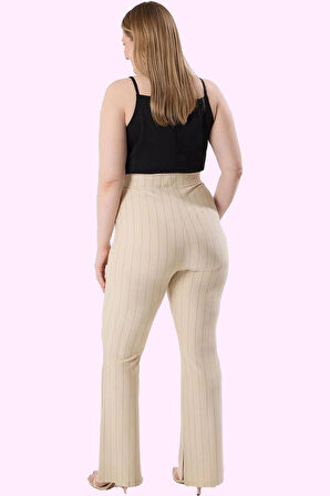 Kadın Çizgili Yüksek Bel Flare Pantolon Rahatlık ve Şıklık Bir Arada Yaz Aylarının Vazgeçilmezi