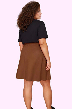 Kadın Mini Örme Etek Yüksek Bel Düz Desen Lastikli Günlük Kullanım Yaz Aylarının Vazgeçilmezi