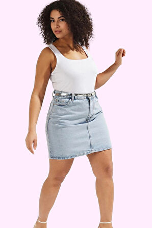 Kadın Denim Etek Yüksek Bel Pamuk Günlük Casual Stil Hafta Sonu Yaz Aylarının Vazgeçilmezi