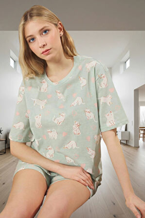 Pamuk Kedili Pijama Takımı Rahatlık ve Şıklık Bir Arada Zarifane Tasarım Dayanıklı Malzeme