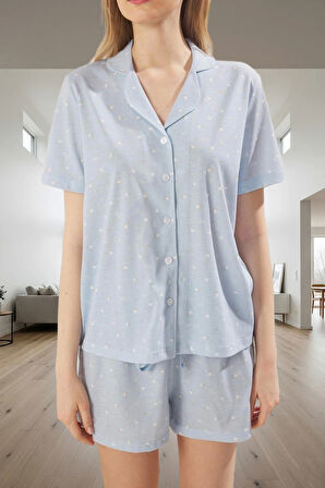 Kalpli Örme Pijama Takımı Yazlık Rahat Nefes Alan Regular Kalıp 2'li Set