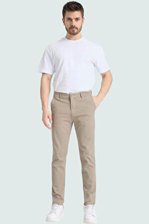Erkek Slim Fit Uzun Boy Chino Pantolon Esnek Gabardin Kumaş Günlük Kullanım Modern Tasarım