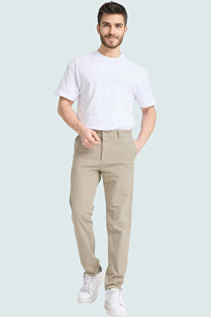 Erkek Günlük Kullanım İçin Straight Kalıp Chino Pantolon Esnek Gabardin Kumaş Modern Tasarım