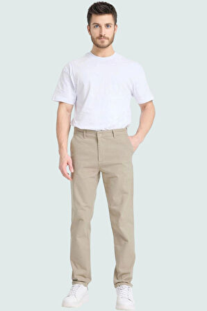 Erkek Günlük Kullanım İçin Straight Kalıp Chino Pantolon Esnek Gabardin Kumaş Modern Tasarım