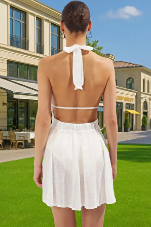 Kadın Boyundan Bağlamalı Dantelli Midi Elbise Seçkin Malzeme Trend Tasarım Özel Tasarım