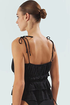 İnce Askılı Keten Bluz Yazlık Rahat Crop Pamuklu Viskoz Günlük Kullanım İçin