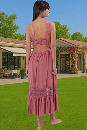 Yazlık Plaj Elbisesi Maxi Boy V Yaka Dokuma Crinkle Rahat Ve Şık Modern Stil Mükemmel Uyum