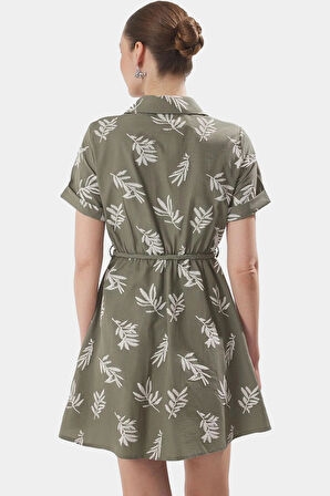 Çiçek Desenli Dokuma Mini Elbise Skater Kalıp Lastikli Rahat Yazlık Özenle Seçilmiş