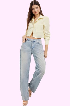 Kadın Pamuklu Baggy Jean Pantolon Düşük Bel Geniş Paça Günlük Stil Yaz Aylarının Vazgeçilmezi