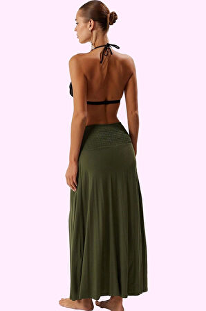 Kadın Plaj Eteği Maxi Boy Örme Viskoz Kumaş Tasarım Günlük Kullanım Yaz Aylarının Vazgeçilmezi