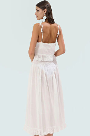 Pamuk Bluz Etek Takım Vual Dokuma Plaj Şıklığı Günlük Kullanım İçin Premium Kalite