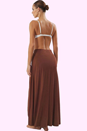 Kadın A line Maxi Plaj Eteği Yırtmaçlı Yazlık Rahat Tasarım Günlük Kullanım Kaliteli Malzeme