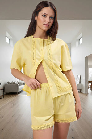 Rahatlığı ve Şıklığı Bir Arada Sunan Pijama Takımı %100 Pamuk Brodeli Detay Rahat Kullanım