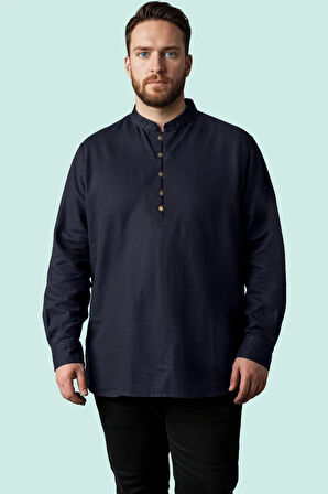 Erkek Pamuk Günlük Gömlek Hakim Yaka Rahat Kalıp Uzun Kollu Hafta Sonu Yaz Aylarının Vazgeçilmezi