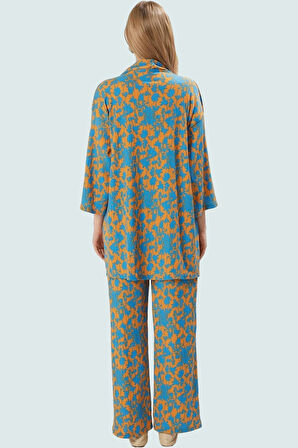 Rahat Kesim Leopar Desenli Örme Takım Günlük Şıklık İçin Trend Tasarım Zarifane