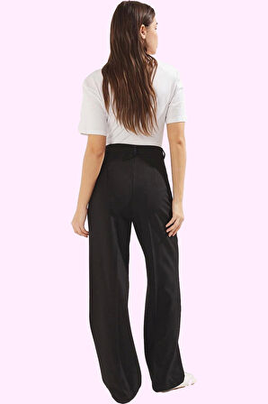 Kadın Yüksek Bel Straight Pantolon Düz Desen İş Ve Günlük Kullanıma Uygun Kaliteli Malzeme