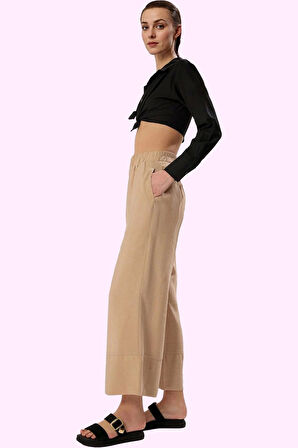 Kadın Yüksek Bel Wide Leg Dokuma Pantolon Casual Günlük Stil Hafta Sonu Yaz Aylarının Vazgeçilmezi