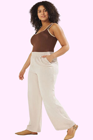 Kadın Pamuk Büyük Beden Pantolon Rahat Kesim Yazlık Günlük Kullanım Yaz Aylarının Vazgeçilmezi