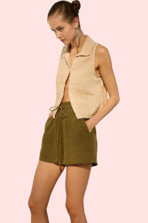 Kadın Keten Şort Geniş Paça Günlük Kombinler İçin Modern Tasarım Yaz Aylarının Vazgeçilmezi