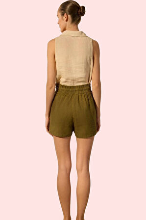 Kadın Keten Şort Geniş Paça Günlük Kombinler İçin Modern Tasarım Yaz Aylarının Vazgeçilmezi