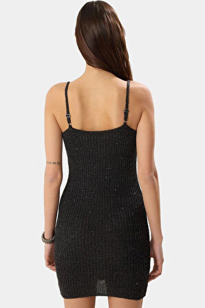 Yazlık Casual Triko Elbise Bodycon Kalıp V Yaka 88 cm Boy Premium Kalite Modern Stil