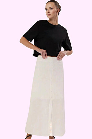 Kadın A line Maxi Etek Pamuk Dokuma Keten Görünümlü Yazlık Günlük Kullanım Kaliteli Malzeme