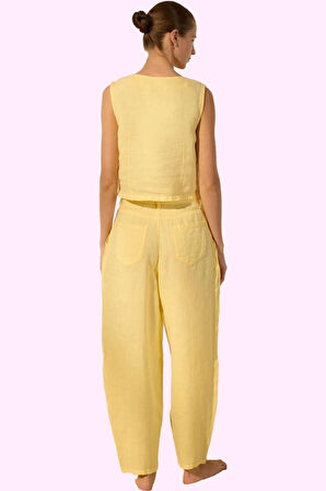 Kadın Keten Geniş Paça Pantolon Rahat ve Şık Günlük Kullanım Hafta Sonu Yaz Aylarının Vazgeçilmezi