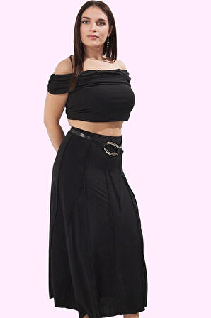 Büyük Beden Kadın Örme Midi Etek Günlük Casual Sandy Dokuma Hafta Sonu Yaz Aylarının Vazgeçilmezi